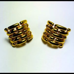 Givenchy Gold Link Wide Clip Earrings